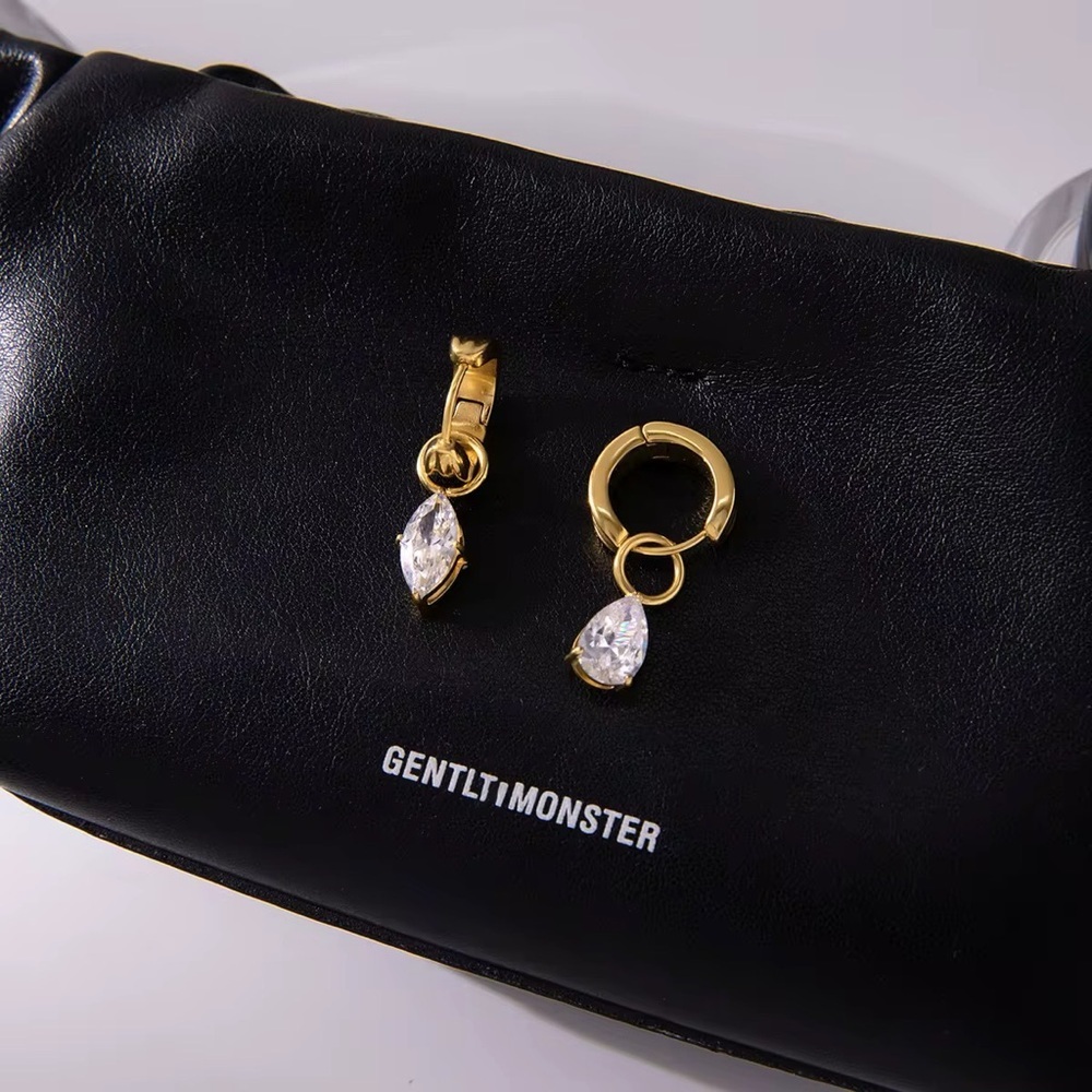 18K Gold Plated Teardrop & Marquise Asymmetrical CZ Hoop Earrings